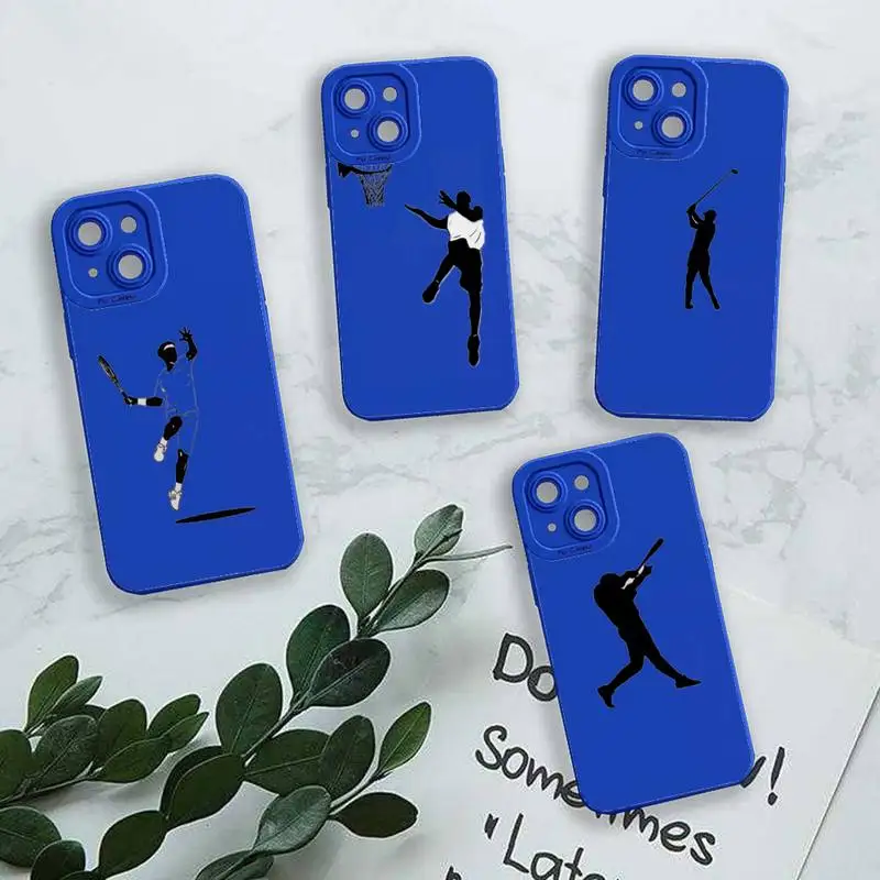 

Play Basketball sport Phone Case For iPhone 13 12 11 Pro MAX Mini X XS XR 7 8 Plus Liquid Silicone Klein Blue