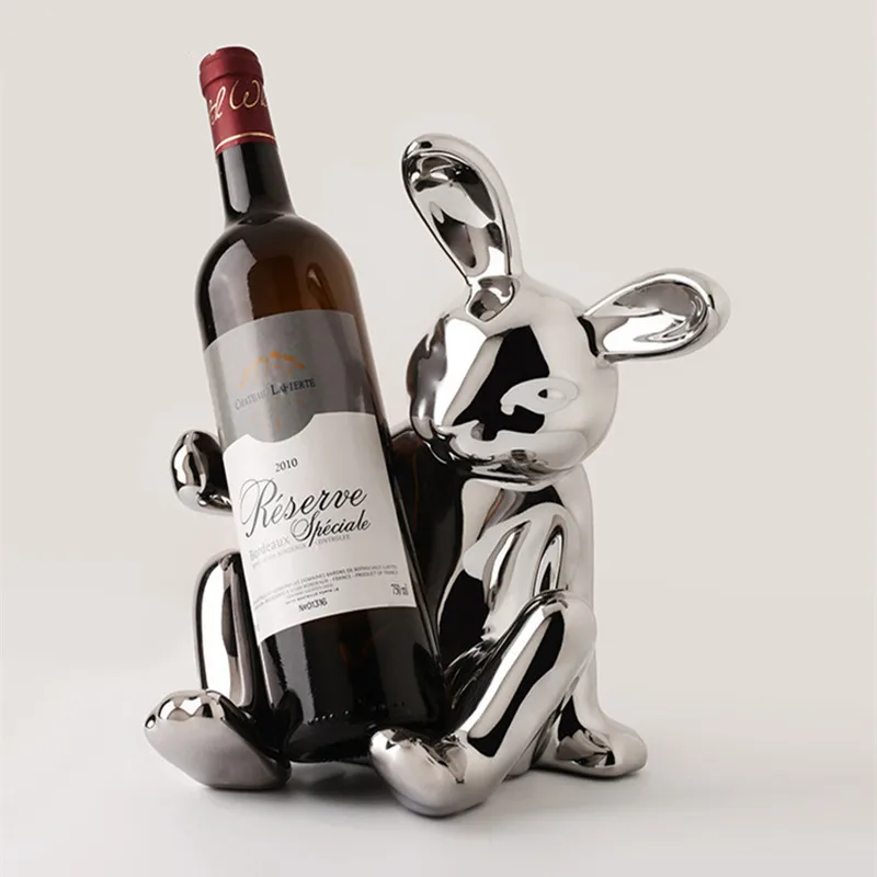 Винная стойка в скандинавском стиле с милым Кроликом настольное украшение