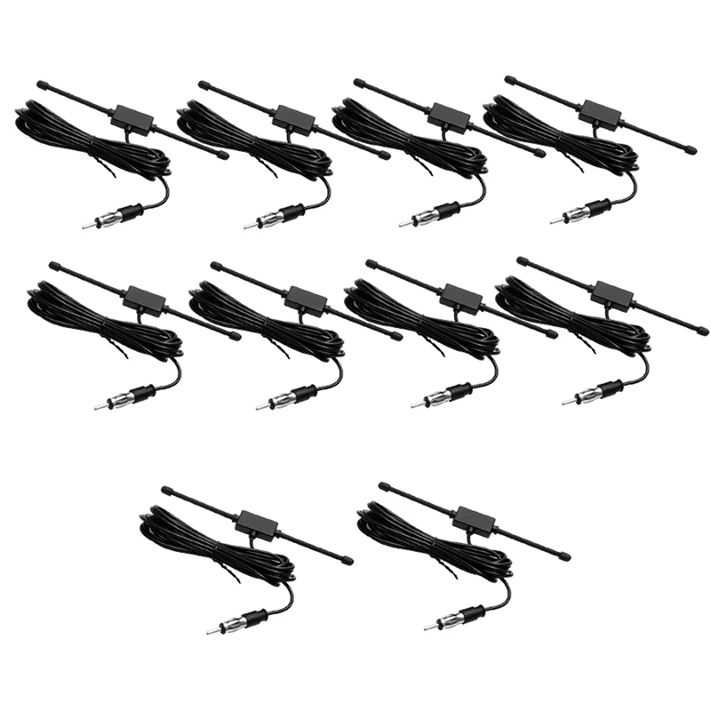 

10X Black Universal Car Boat Stereo AM FM Dipole Antenna Adhesive Mount Glass Antenna Radio Antenna