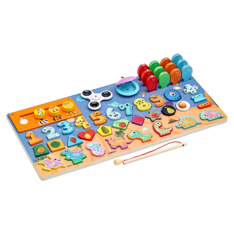 

Montessori Educational Wooden Toys for Kids Puzzle Board Game Count Number Alphabet Cognition Children Math Toys Busy Board