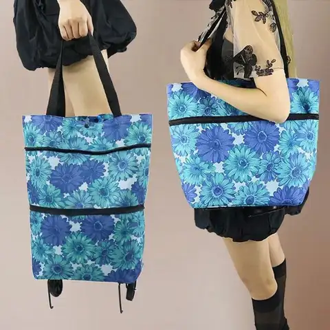 Новая модная складная сумка для покупок на колесах, бытовая тележка, сумка для буксировки, корзина для покупок, легкая покупка