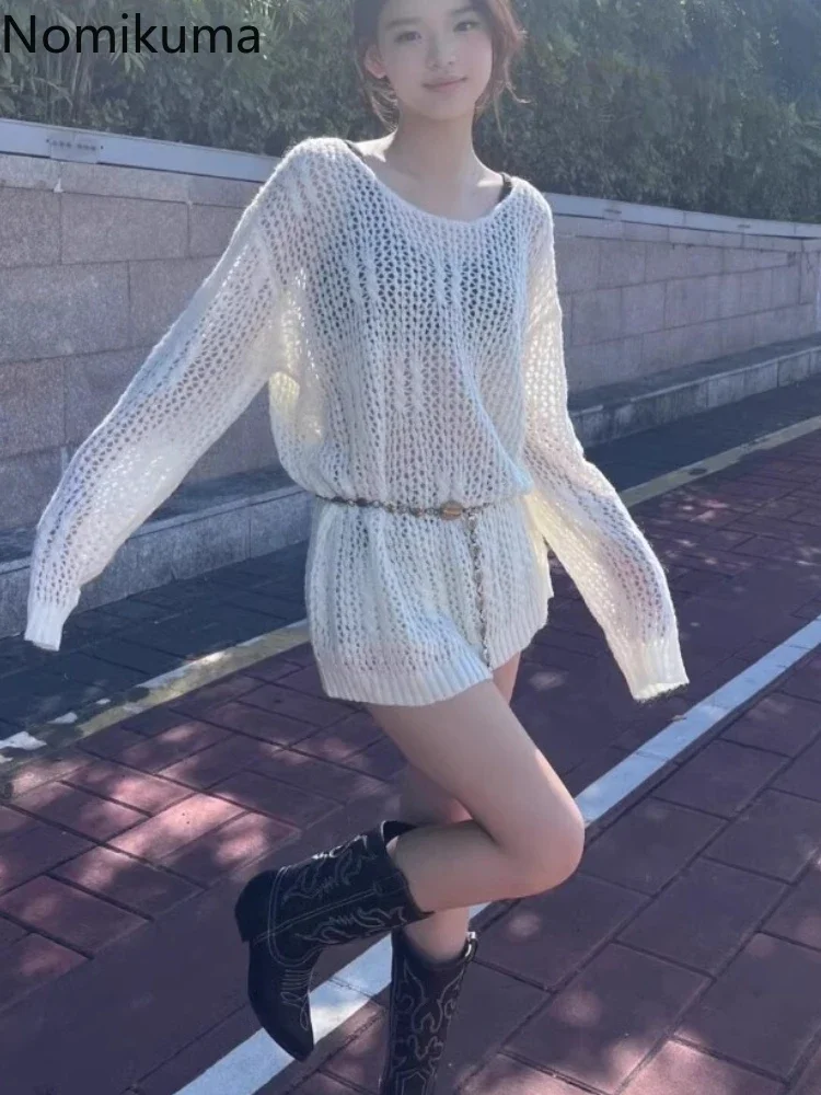 Вязаный тонкий свитер женская одежда Sueter Mujer ажурный джемпер женский модный