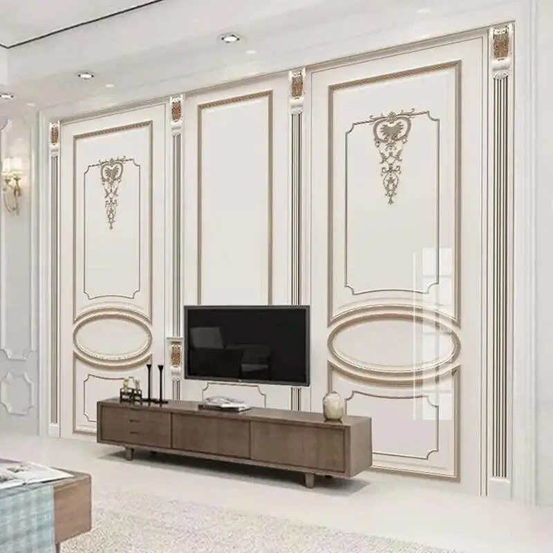 

Custom Mural Wallpaper European Style 3D Golden Decorative Lattice Geometric Wall Painting Living Room TV Sofa Bedroom Wallpaper
