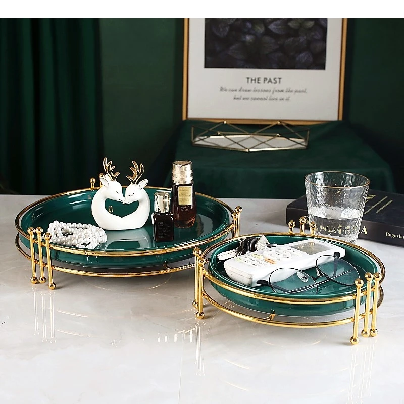 Зеленое керамическое кольцо тарелка Frutas Decorativas Lujosas подносы декоративная миска с