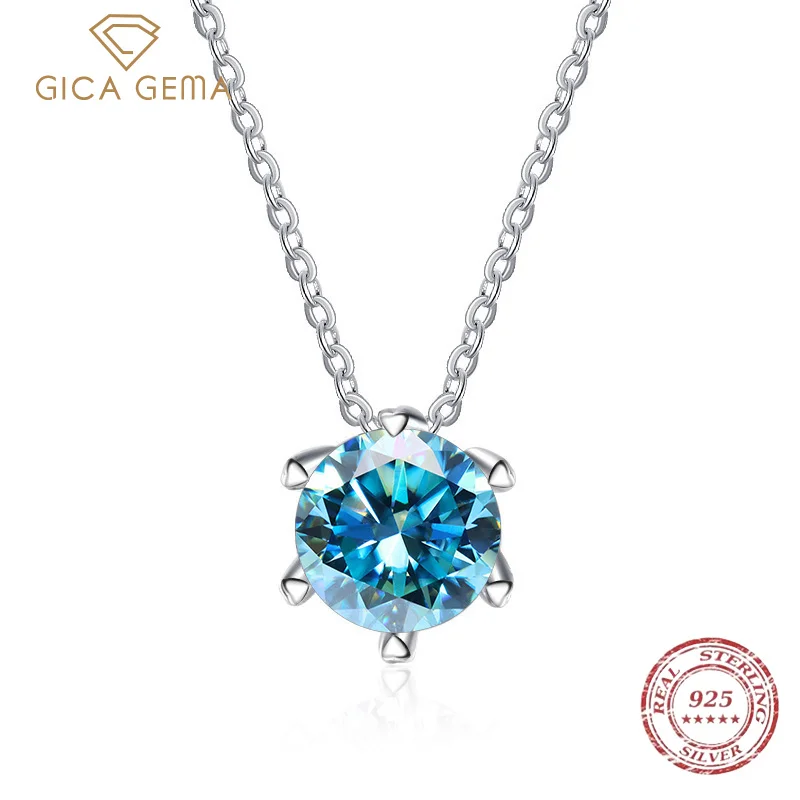 

Gica Gema Luxury 1 Carat Real Moissanite Pendant Necklace For Women 100% 925 Sterling Silver Classic Lady Wedding Jewelry 2023