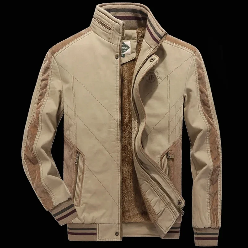 

Мужская хлопковая куртка на молнии, с воротником-стойкой и длинным рукавом