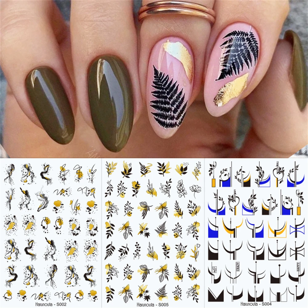 

1pcs 3D Plant Color Block Fashion Letter Head Portrait for Nails Inscriptions Nail Art Decoration Water Sticker Tips Accessories