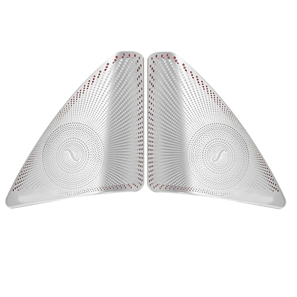 

Car Front Triple-cornered Window Horn Cover Door Speaker Cover for Mercedes-Benz C-Class W205 2015-2020 Matte Silver