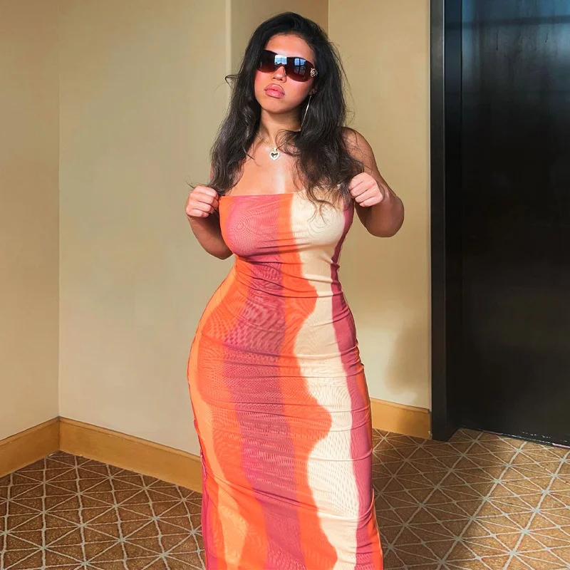 

SUJYing 2022 Summer Style Women's New Mesh Splicing Tie Dyeing Print Temperament Slim Wrap Dress