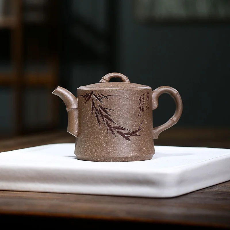 

200ML ручной краской дизайн Bamboo листья Yixing чайник ручной работы Clay Kettle Puer чай Set Kung Fu Zisha Teaware Бесплатная доставка