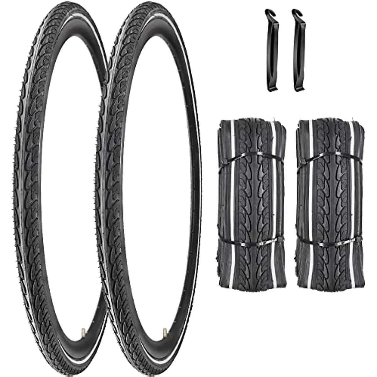 

SIMEIQI 700X35C Rode Bike Tire Reflective Wall Foldable Bicycle Tires Commuter Bike 1/2Pack with Tire Levers