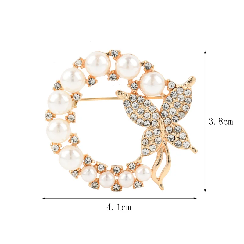 Элегантная брошь-бабочка с жемчугом булавка со стразами аксессуары для одежды