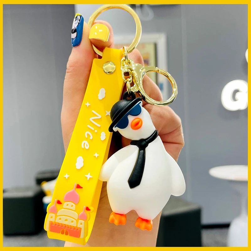

Cartoon Duck Keychain for Child Girl Boy Backpack Keyring Pendant Cute Animals Keychain for Car Key Gift Children
