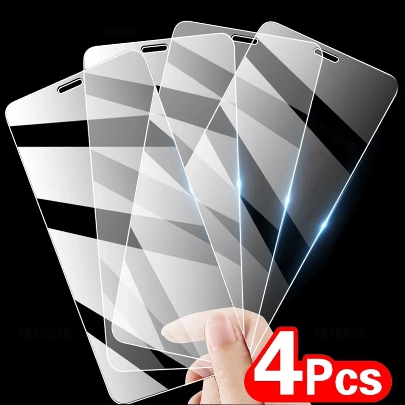 4PCS Tempered Glass For iPhone 11 12 13 14 Pro MAX XR X XS Max Screen Protector on For iPhone 12 11 13 14 Mini 7 8 6 Plus Glass