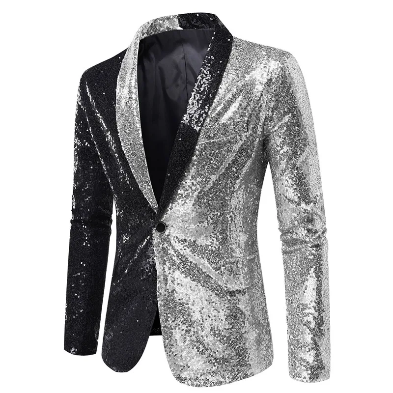 

Europe and The United States Fashion Handsome Stage Sequin Suit Classic Color Matching Trend New Men Single West (European Size)