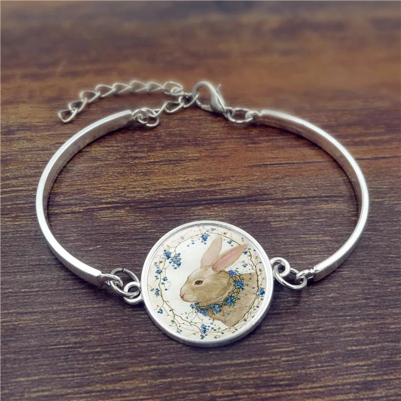 

New Fashion Easter Bunny Time Gemstone Alloy Cute Funny Bracelet Ladies Student Women Girl Jewelry Bracelet Gifts