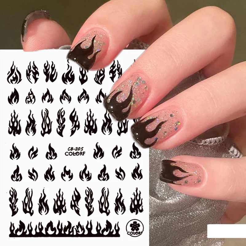 

Flame Adhesive 3D Nail Stickers Gradient Honeycomb Geometric Transfer Water Sliders Manicures Decoration DIY Nail Art Decal NEW