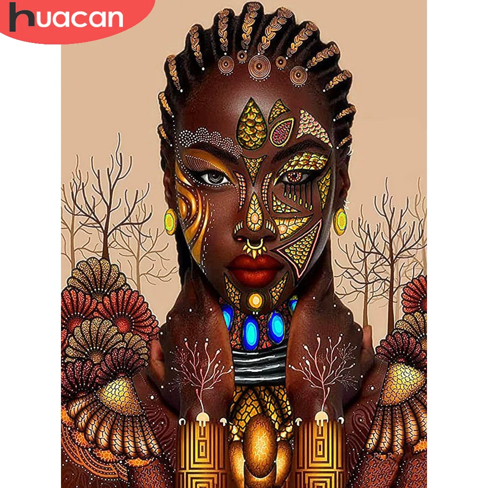 

HUACAN Diamond Painting Portrait 5D DIY Diamond Mosaic African Woman Full Square/Round Drill Embroidery Kits Handicraft