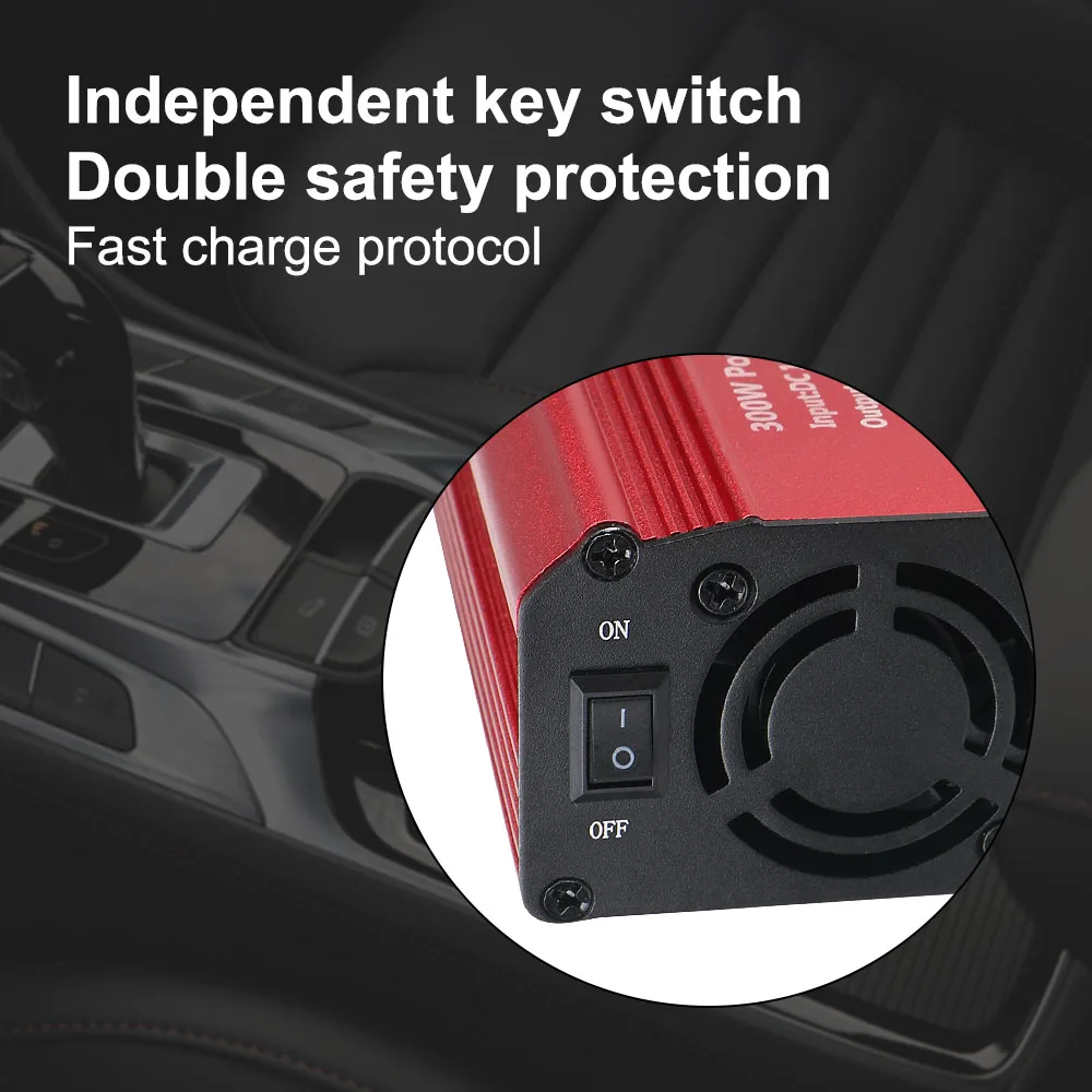 Инвертор постоянного тока от 12 В до 110 В/220 300 Вт автомобильный бытовой