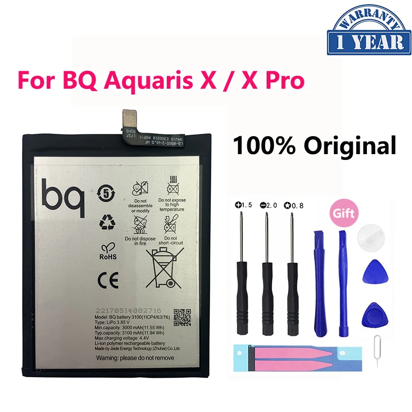 100% Original High Quality 3100mAh Phone Battery For BQ Aquaris X X Pro Replacement Batteries Bateria