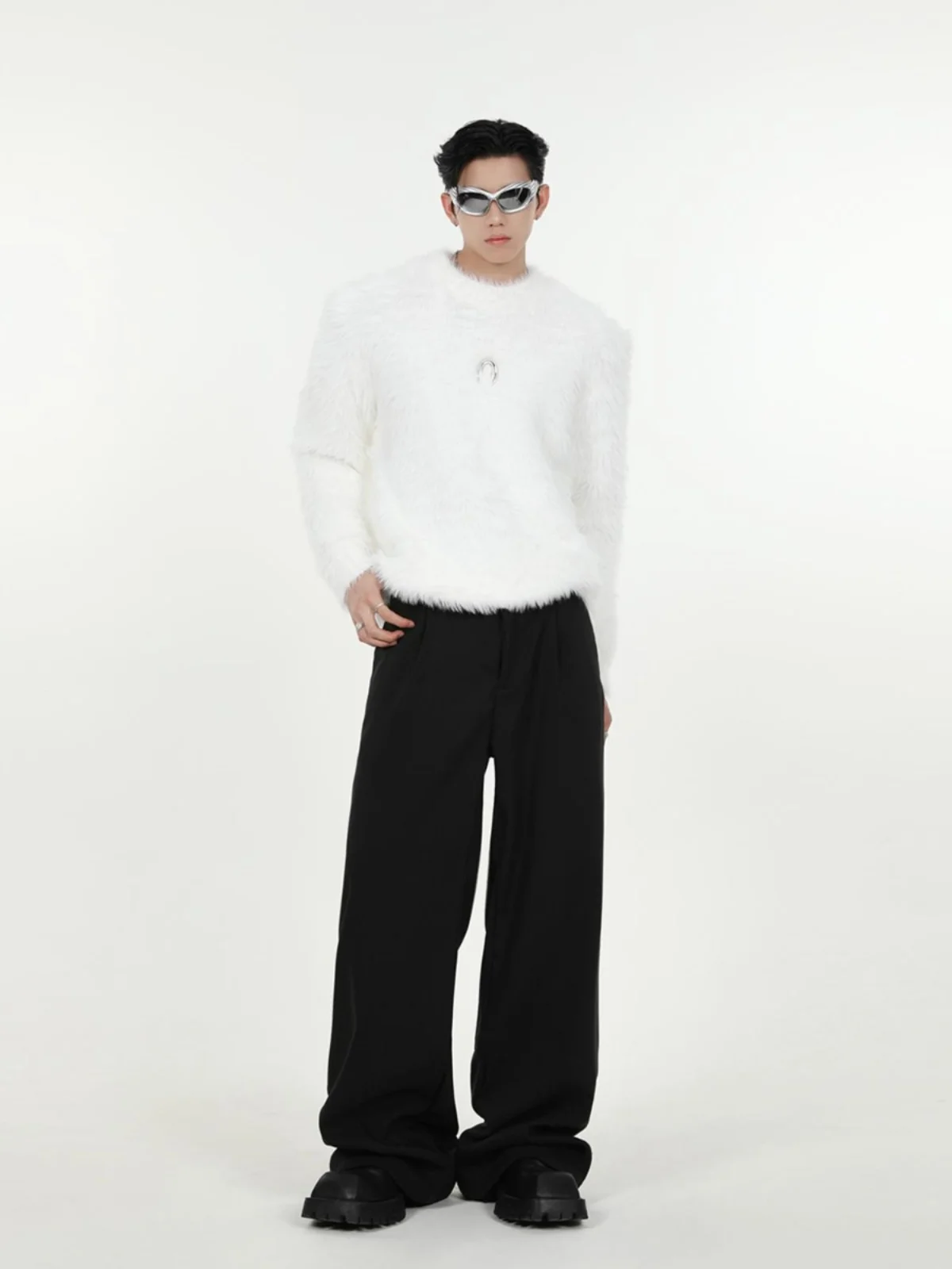 American Fashion Brand High-End Atmosphere Lazy Imitation Mink Woolen Knit Sweater Men's Profile Solid Soft Glutinous Loose Top