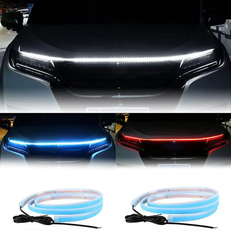 

Exterior Car LED Strip Lights Dynamic Scan Start Up Hood Light Dynamic Flexible LED Lights Engine Cover Decoration For Cars SUVs