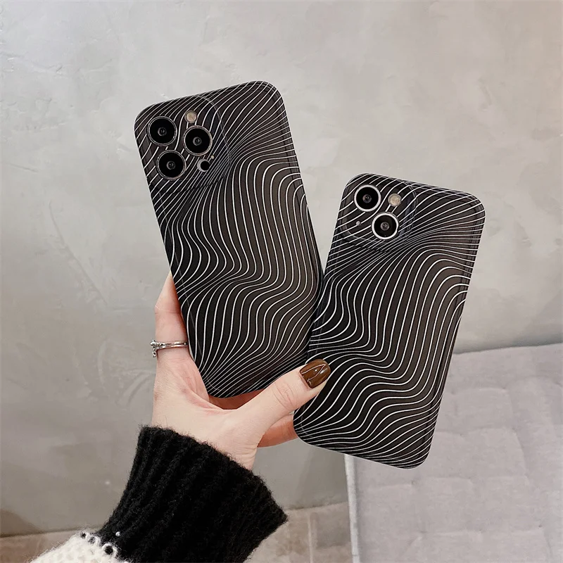 

Чехол для iPhone 11 12 13 Pro MAX Xs Xr X 14 с абстрактными линиями