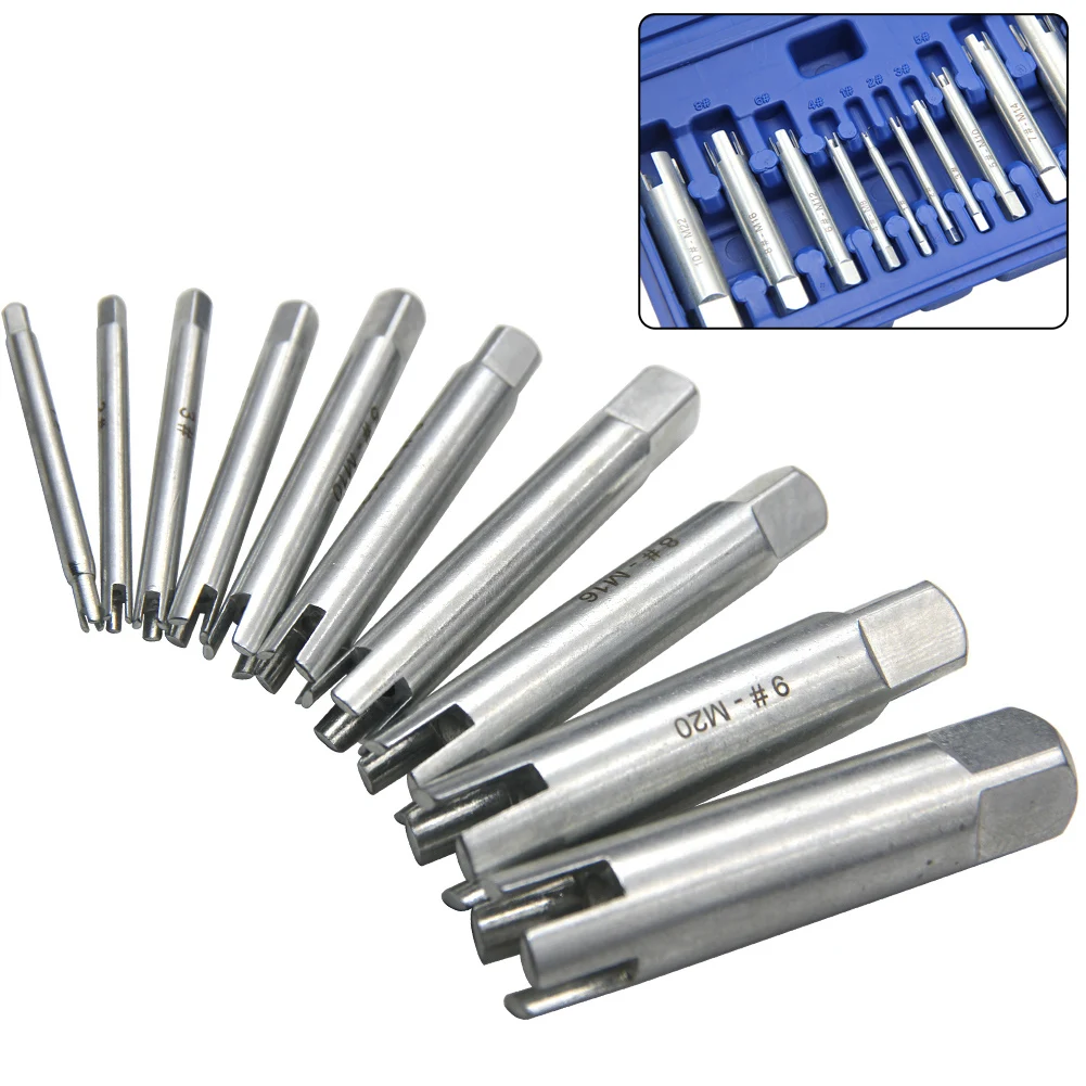 

1SET Screw Tap Extractor Remove Stripped Damaged Screw Tap Extractor M4-10 Broken Head Corkscrew Extractor