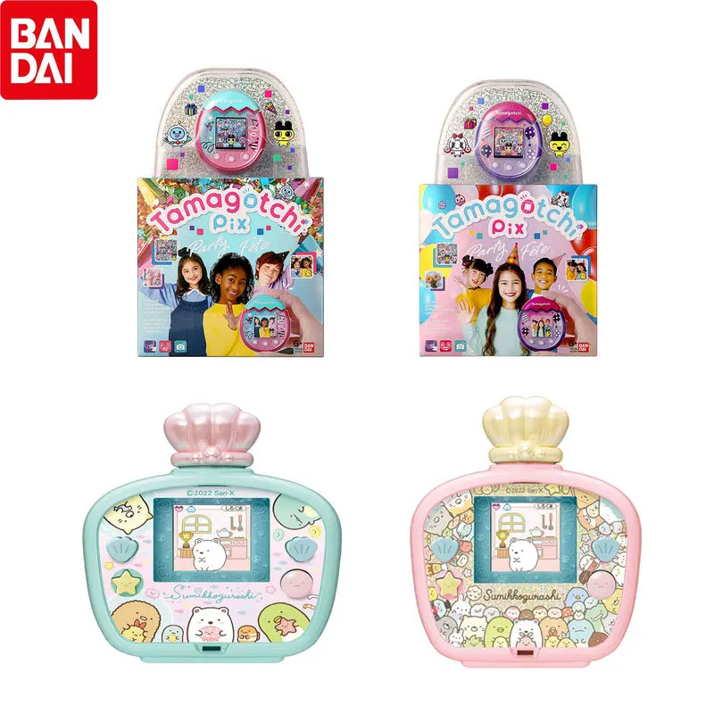 BANDAI Japan Tamagotchi Meets Electronic Pet Machine Tamagotchi Pix on Game Console Toys Kawaii Kids Holiday Gift Collection