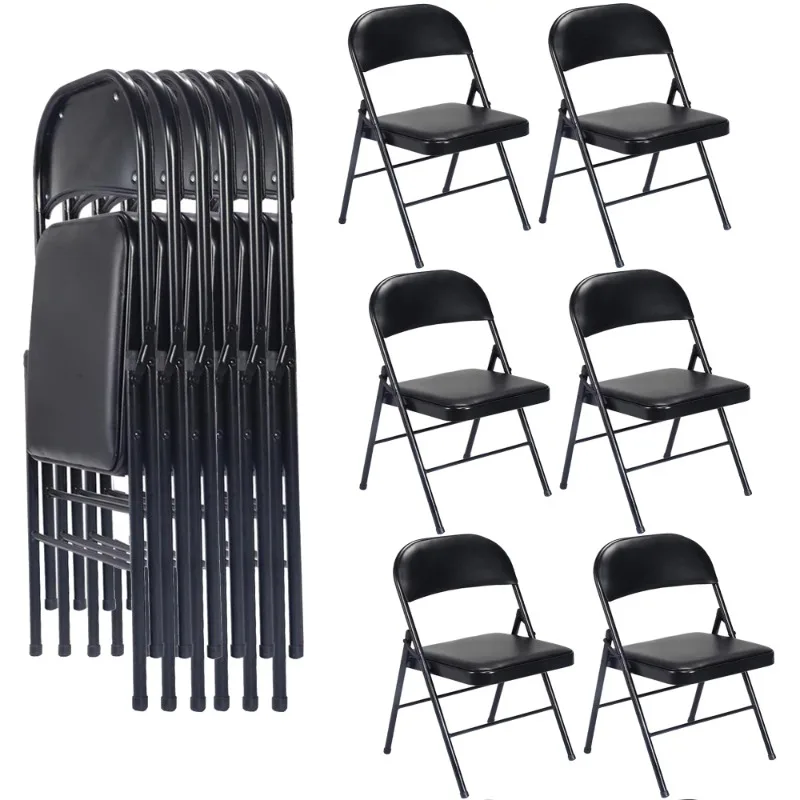 

Vinyl Folding Chair (6 Pack), Black dining table set 6 chairs furniture