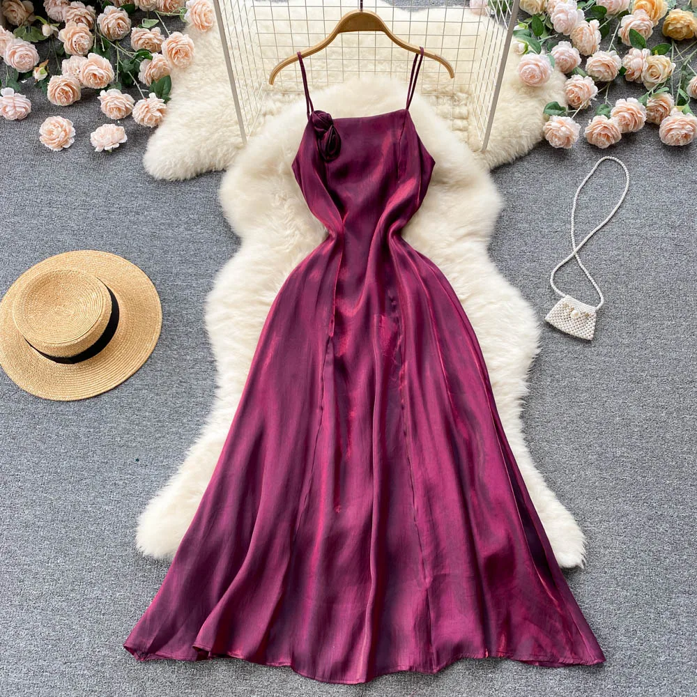 

Женское летнее банкетное вечернее платье-трапеция в стиле ретро, новое модное пикантное корейское платье без рукавов, праздвечерние чные п...