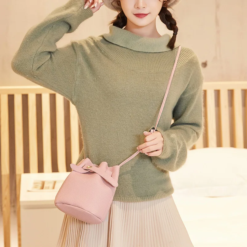 

2021 New Fashion lychee pattern Women Bucket Bag Vintage Messenger Bag High Quality Retro Shoulder Bag Simple Crossbody Bag Tote