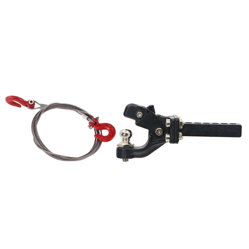 

2 Pcs RC Car Part: 1 Pcs 1/10 RC Car Crawler Steel Tow Rope With Hooks & 1 Pcs Hitch Trailer Hook