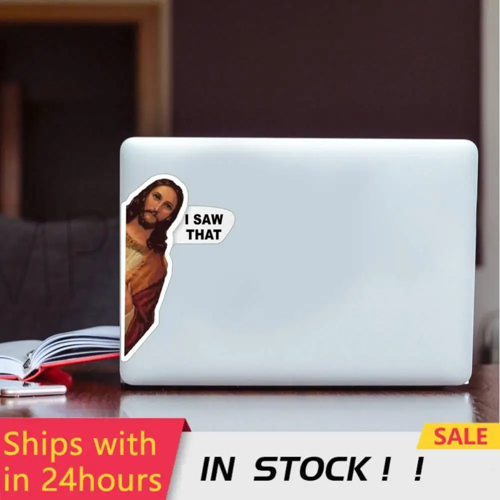

10pcs Funny Car Sticker Jesus I Saw That Vinyl Decal Sticker Waterproof Faith Stickers For Laptops Water Bottles Christian Gifts