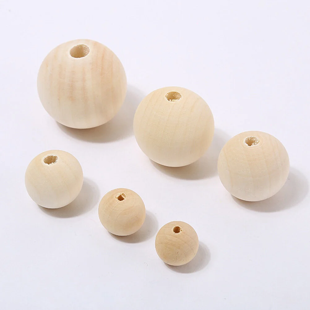 100pcs Round Wood Beads Crafts DIY Beads Pendant Making Beads Garland DIY Beads