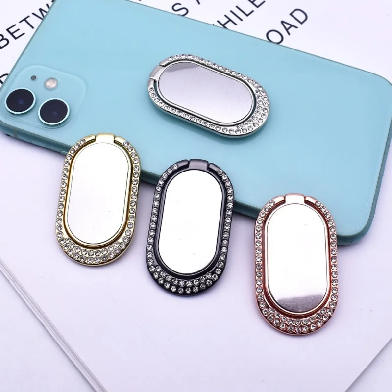 

Mobile Phone Ring Buckle Bracket Diamond-studded Female Metal Plating Mirror Support for IPhone X Shell Back Rotating Paste Type