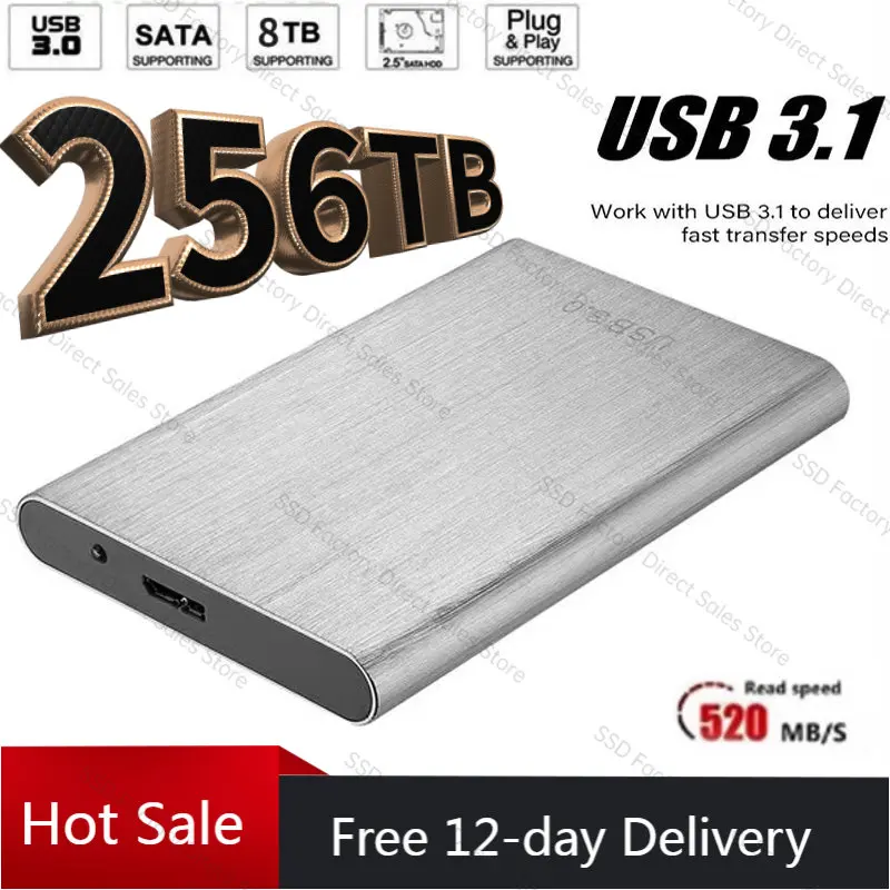 

External SSD 256TB for Android Mobile Solid State Hard Drive USB 3.1 2TB 4TB External HDD Typc-C Portable High Speed Disco Duro