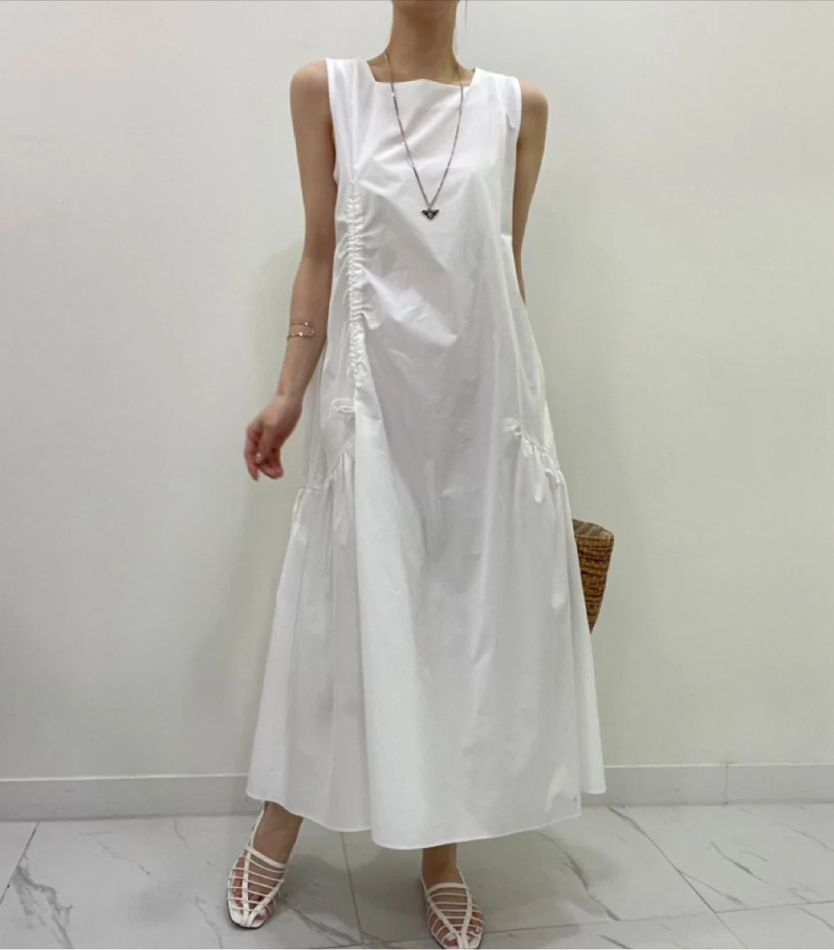 

SuperAen New Summer Long Sleeveless Dress Women 2022 Korean Lady Loose Casual White Long Dresses