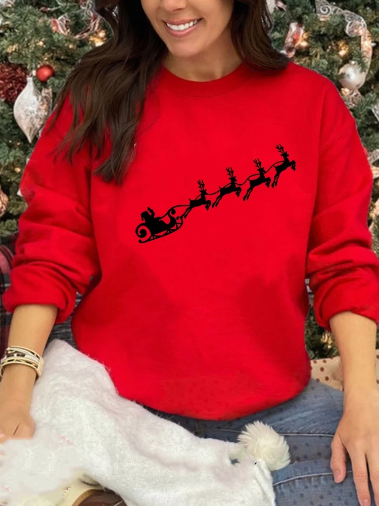 

Одежда, пуловер, подарок, счастливое время, тренд, мультфильм, Счастливого Рождества, женская модная одежда, праздничный женский красный Гра...