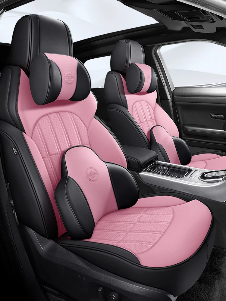 

Чехол для автомобильного сиденья для Geely Coolray 2020 ~ 2022, аксессуары для автомобиля, интерьерный женский розовый полный комплект, автомобильные аксессуары из кожи наппа на заказ