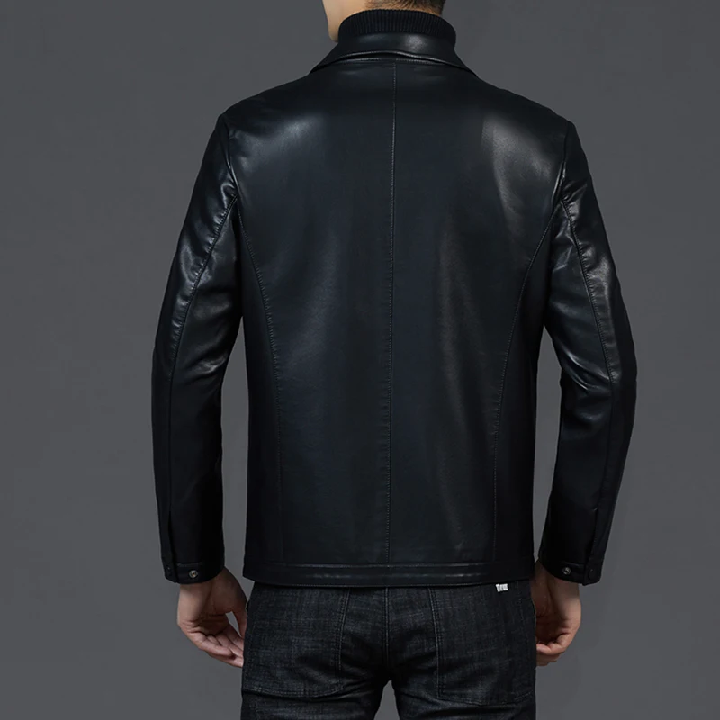 Мужская теплая куртка-бомбер из натуральной кожи 2021 | одежда