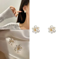 2022 new classic pearl wreath stud earrings fashion korean women jewelry lady temperament small earrings accessories