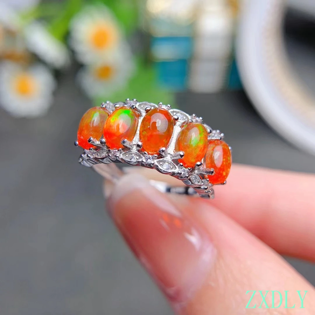 Newest Opal Ring Real 925 Sterling Silver  Fine Jewelry Natural Gemstone Good Colorful Fire Secret Birthstone