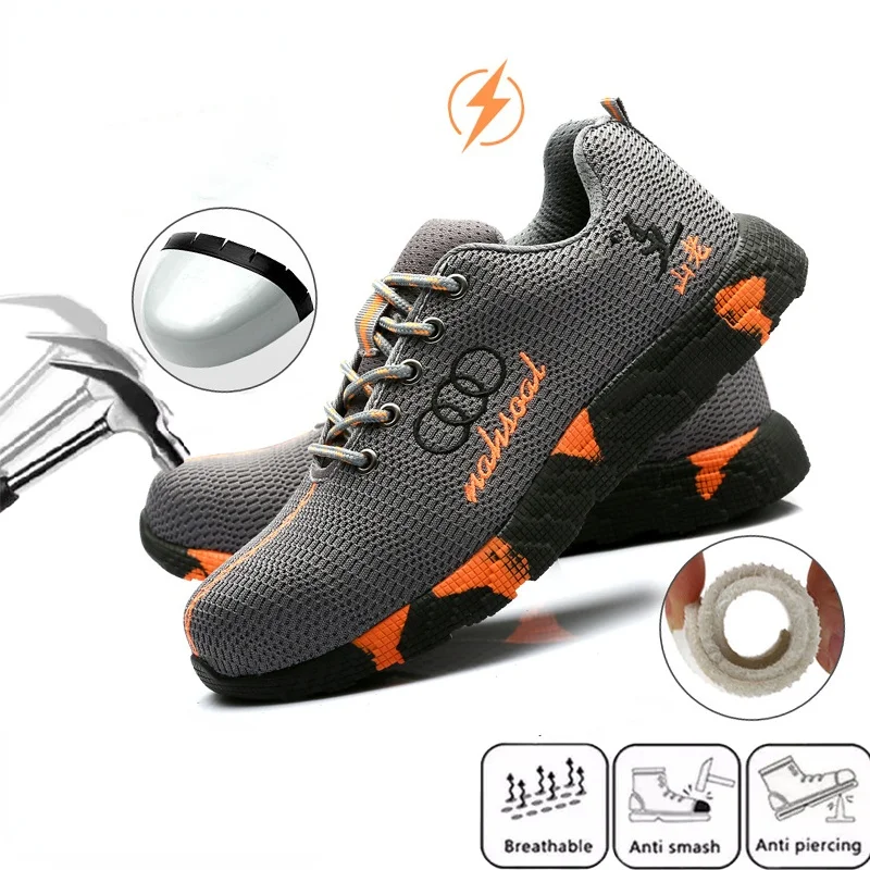 

Защитные ботинки со стальным носком для мужчин и женщин, дышащая сетчатая промышленная обувь, строительные непрокалываемые рабочие ботинки, защитная обувь
