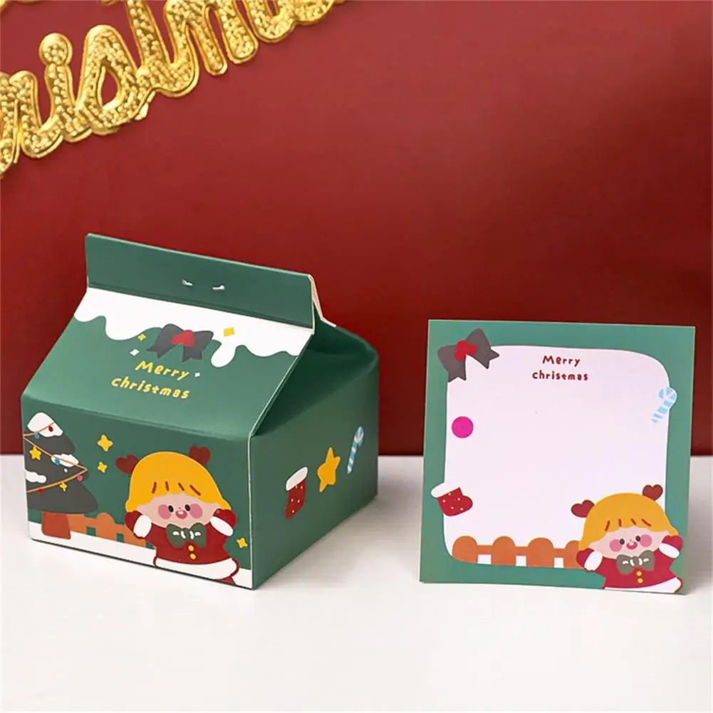 

1 коробка, удобный блокнот для записей, плавное письмо, практичный блокнот для записей, мультяшный Рождественский молочный ящик, блокнот для...