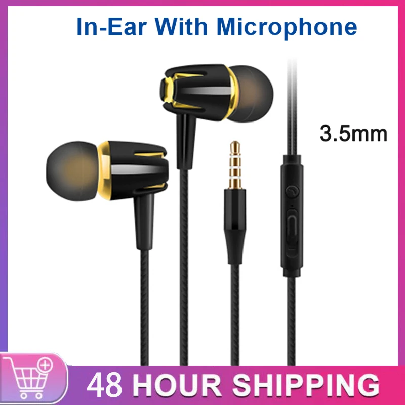 

3.5mm Subwoofer In-Ear Headphones Upgrade Version Stereo HIFI Wired Earpiece With MIC Adjustable Volume Earphone For Android
