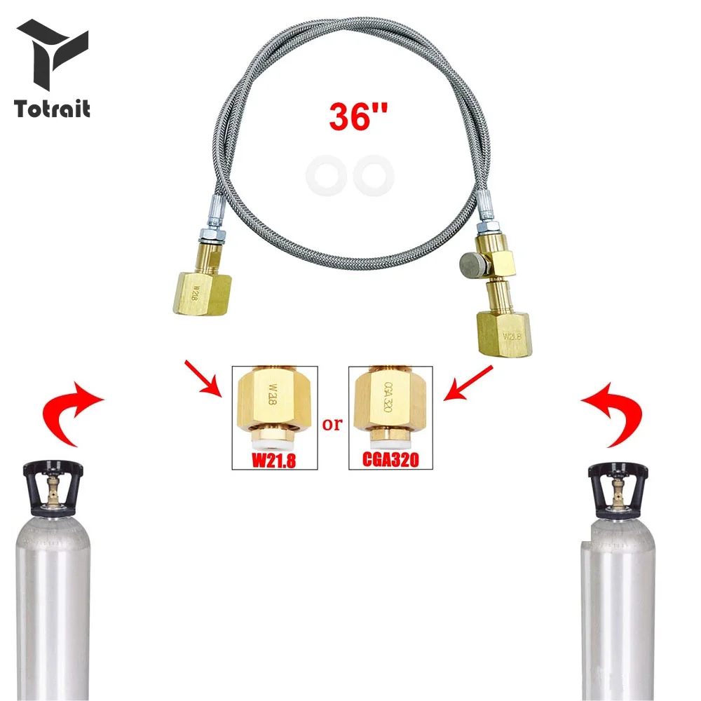 

TOtrati Top Quality Sodastream CO2 Cylinder Refill Station Charging Adapter Steel Braided Hose W21.8 TO W21.8 (CGA320 To CGA320)