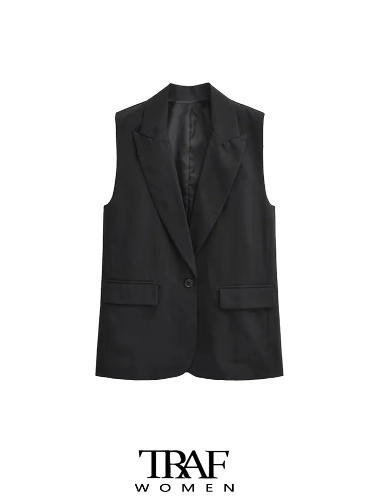 

Жилет TRAF женский офисный, с карманами, без рукавов