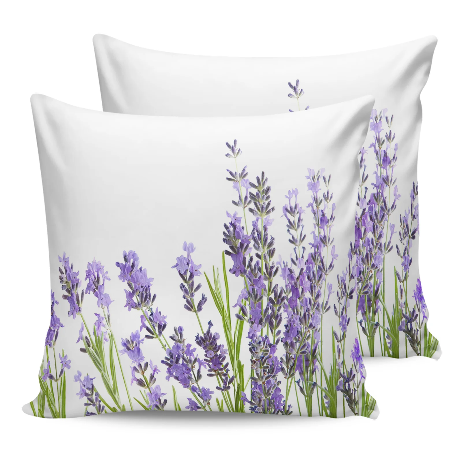 

2PCS Pillowcases Purple Flower Lavender White Cushion Cover Home Bedding Living Room Decorative Couch Throw Pillow Case