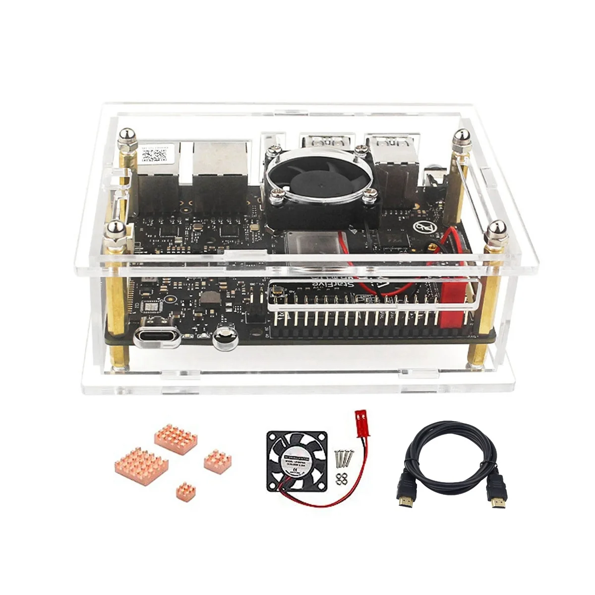 Для VisionFive 2 акриловая проекционная плата прозрачная фотография с охлаждающим